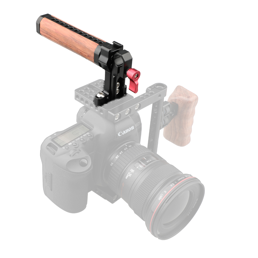 CAMVATE Top Cheese Handle Wooden Grip with Rod Clamp (Red Thumbscrew)