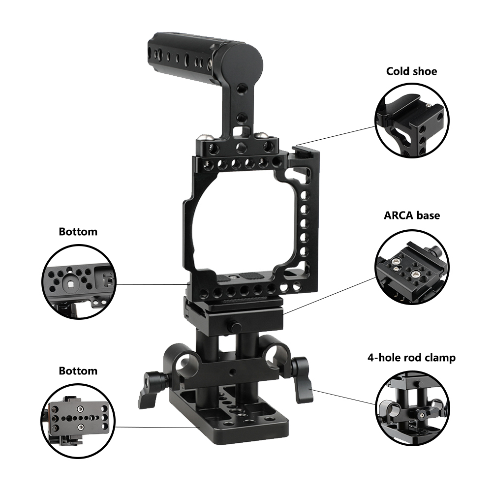 CAMVATE Cage With QR Baseplate Pack for Sony A6600 A6500 A6400 A6300 A6000