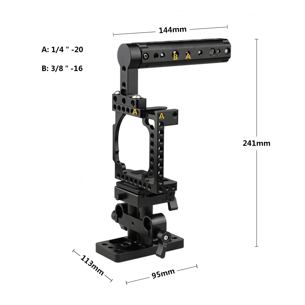 CAMVATE Cage With QR Baseplate Pack for Sony A6600 A6500 A6400 A6300 A6000