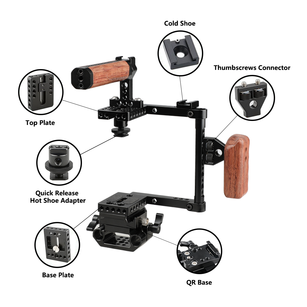 CAMVATE Quick Release Cage Kit (Right-sided Wooden Handle)