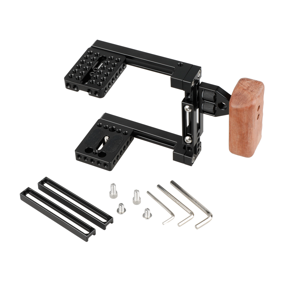CAMVATE Dual-use Adjustable Cage with Wooden Handgrip