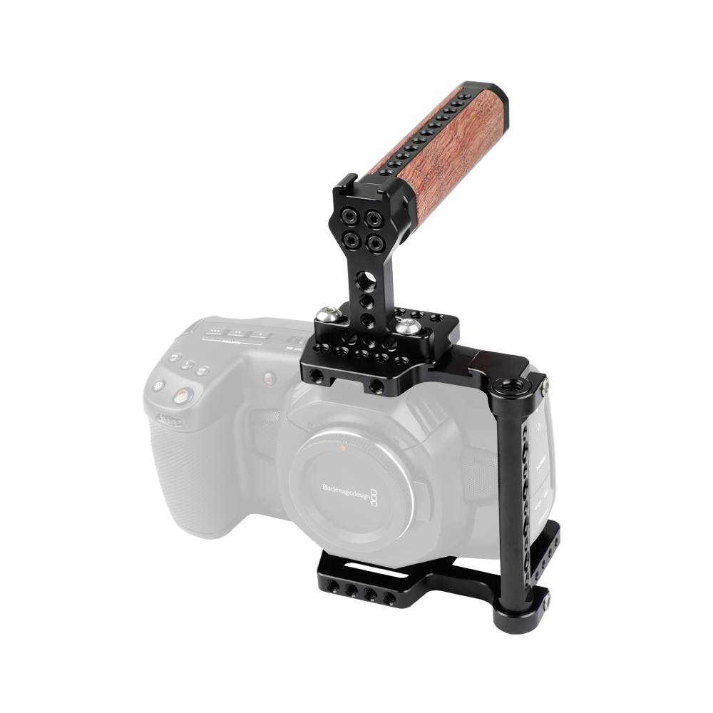CAMVATE Professional Half Cage With Wooden Top Handle For BMPCC 4K