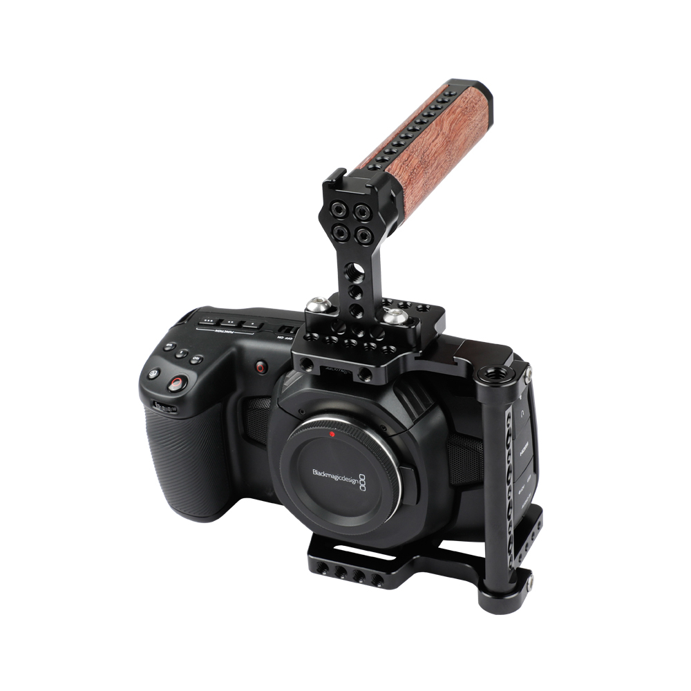 CAMVATE Professional Half Cage With Wooden Top Handle For BMPCC 4K