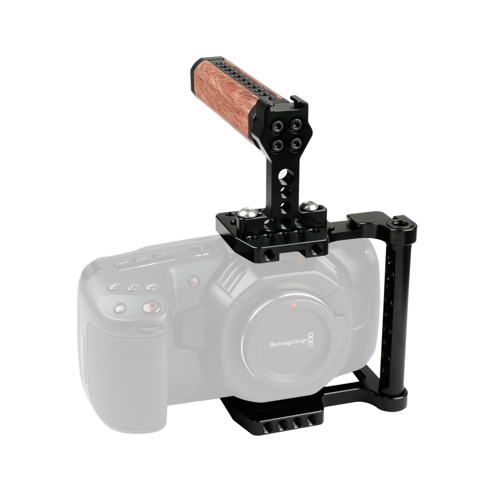 CAMVATE Professional Half Cage With Wooden Top Handle For BMPCC 4K