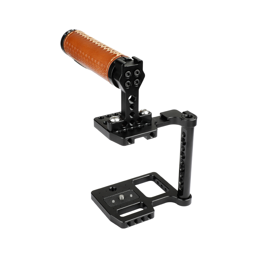 CAMVATE BMPCC 4K Camera Cage With Leather Top Handle And Shoe Mount