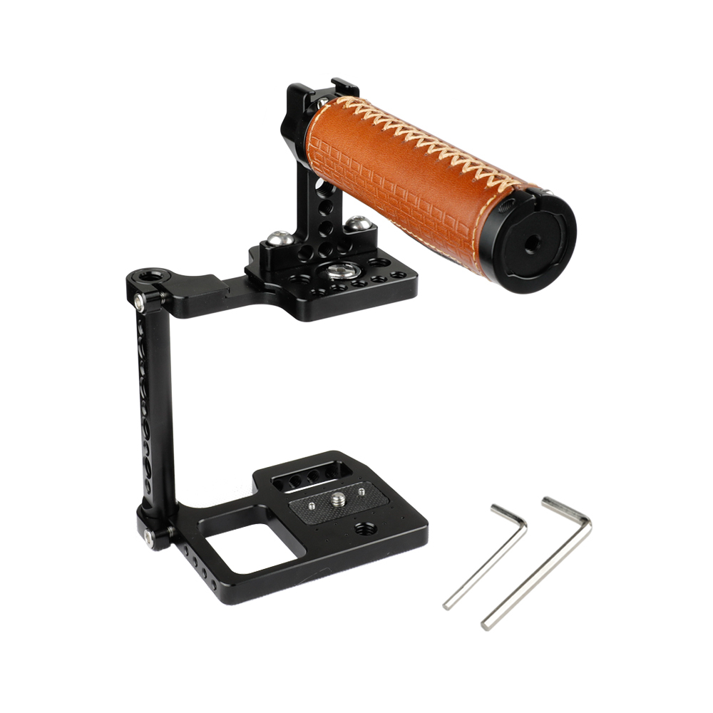 CAMVATE BMPCC 4K Camera Cage With Leather Top Handle And Shoe Mount