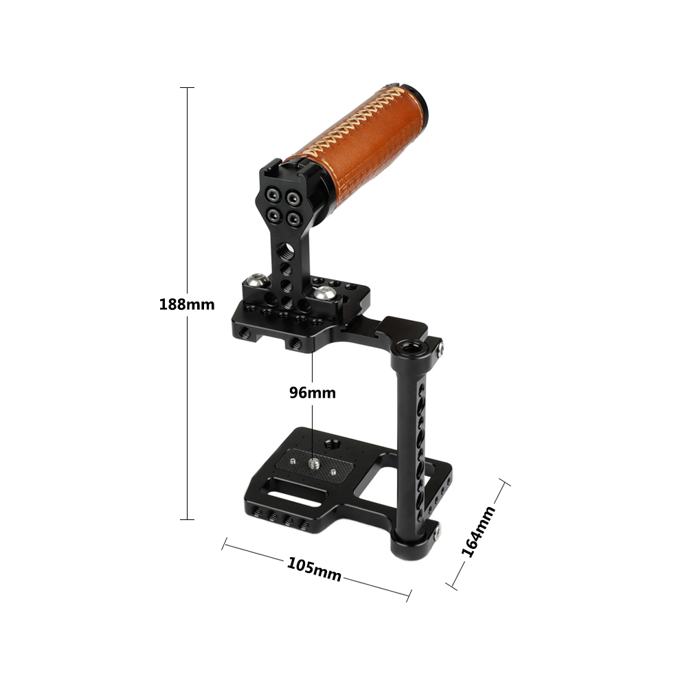 CAMVATE BMPCC 4K Camera Cage With Leather Top Handle And Shoe Mount