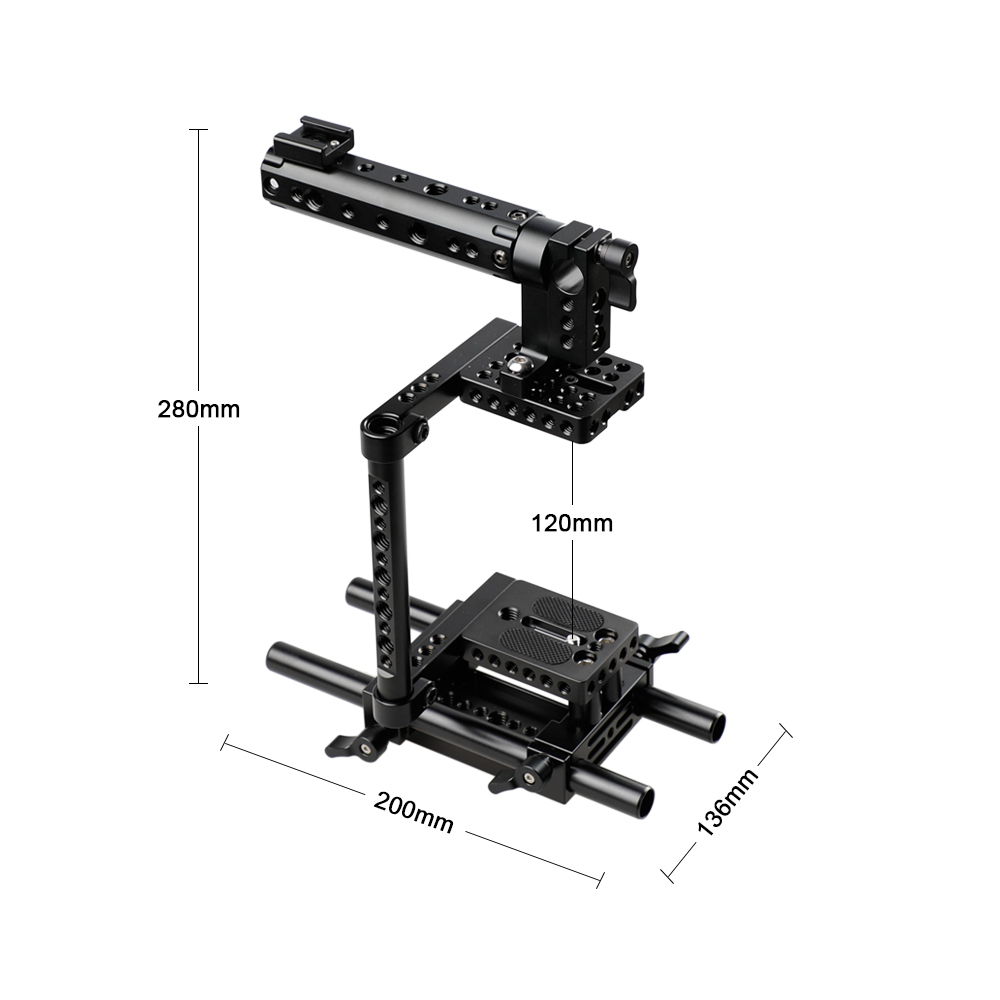 Camera Cage Rig w/Top Handle Tripod Mount Plate fr Canon Nikon Sony Panasonnic