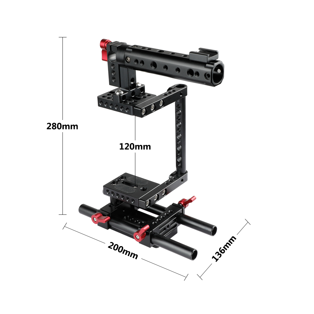 CAMVATE Camera Cage with Rail Support System for Canon Nikon Sony Panasonnic