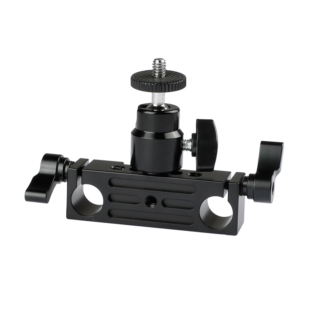 CAMVATE Rod Clamp 15mm Railblock+ 1/4 Hot Shoe Mount Mini Ball Head Flash Bracket Holder