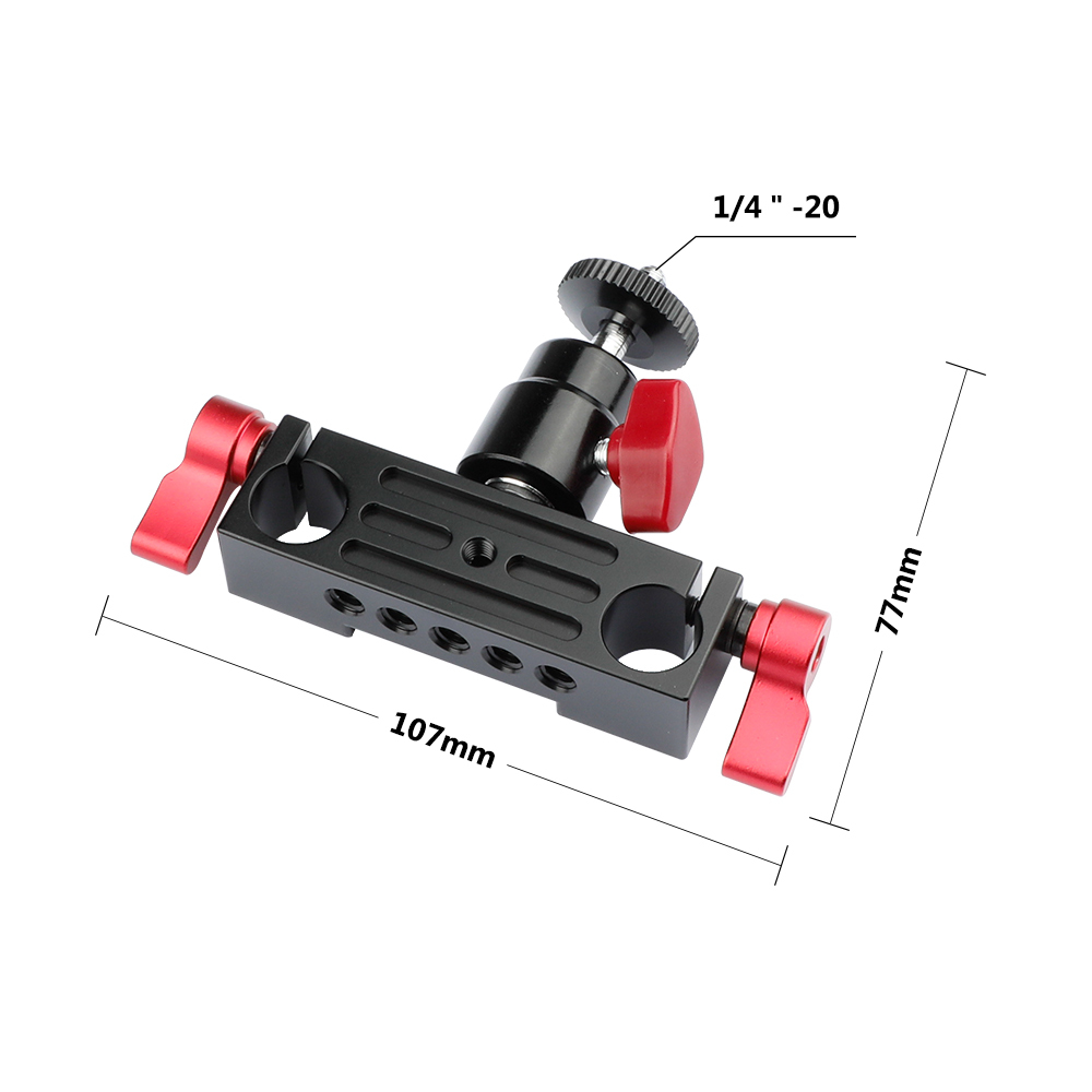 CAMVATE DSLR Rod Clamp Railblock w/ Ball Head Mount 1/4 fr 15mm Rod Support Rail System