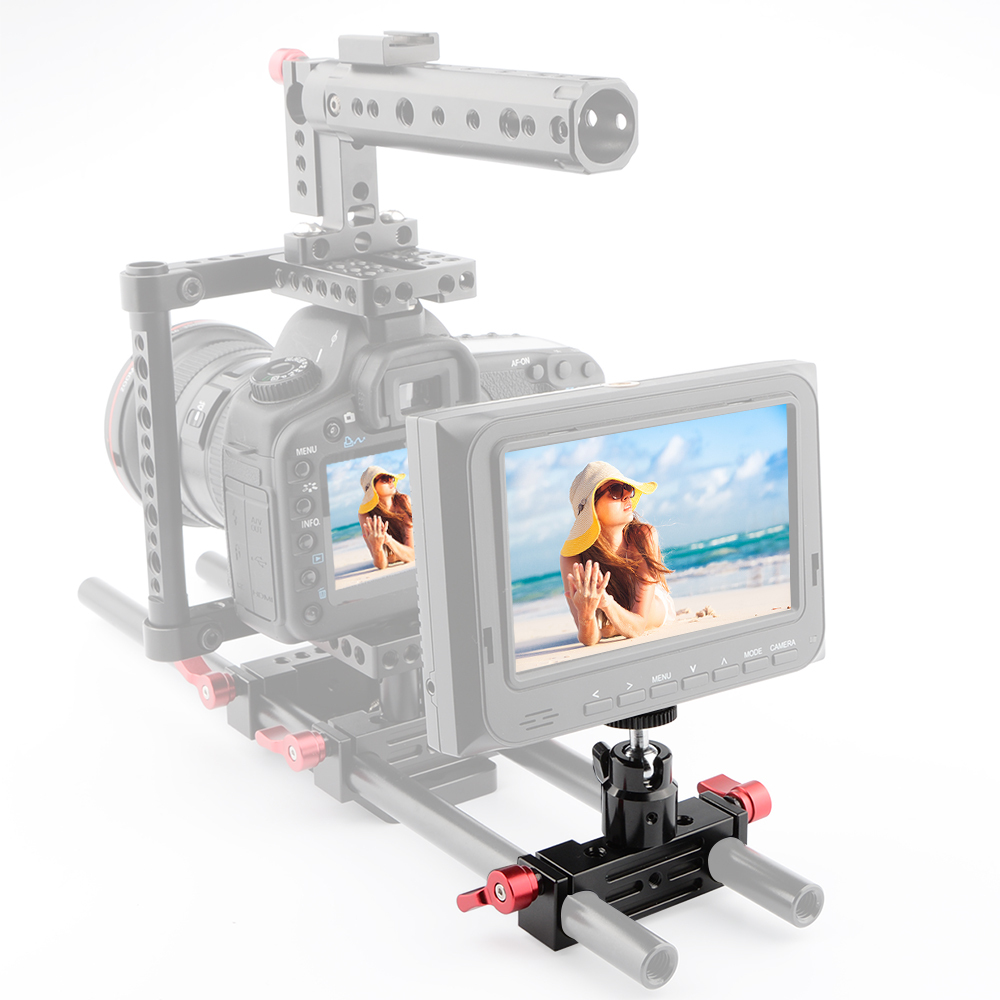CAMVATE DSLR Rod Clamp Railblock w/ Ball Head Mount 1/4 fr 15mm Rod Support Rail System