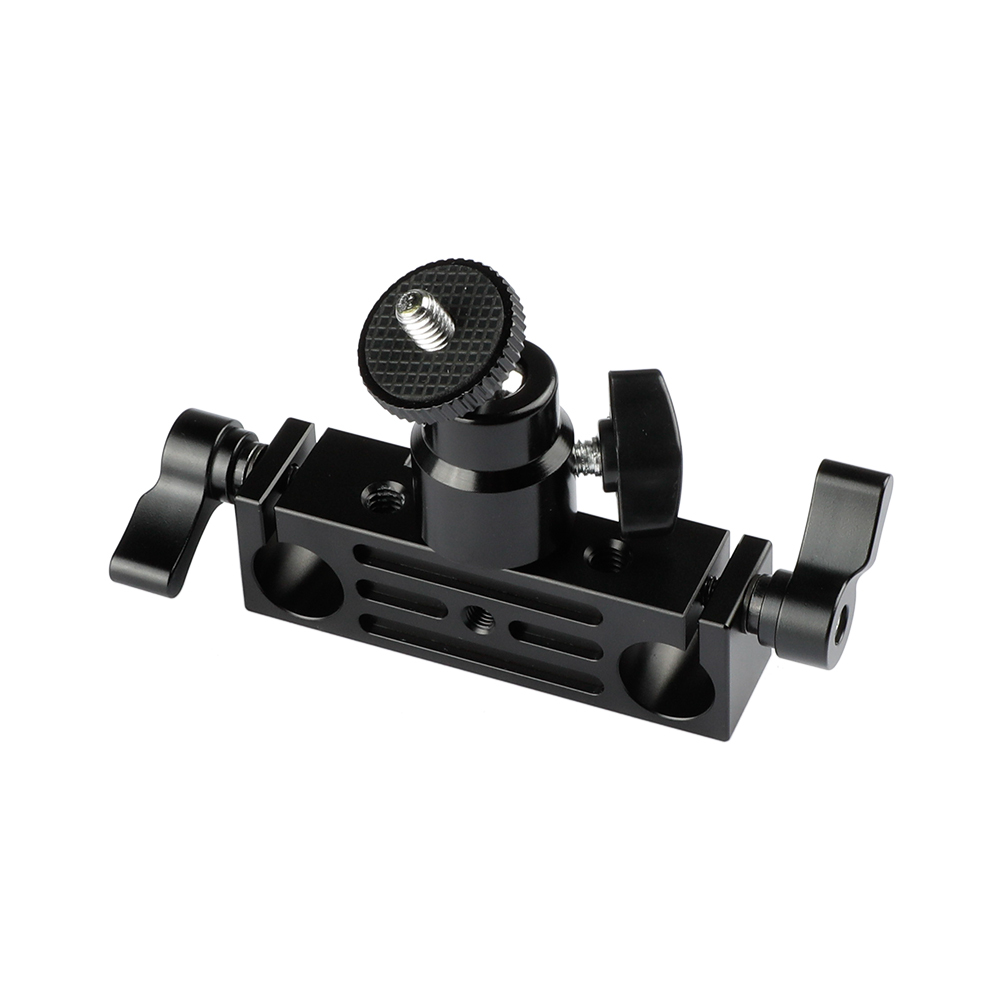 CAMVATE Rod Clamp 15mm Railblock+ 1/4 Hot Shoe Mount Mini Ball Head Flash Bracket Holder