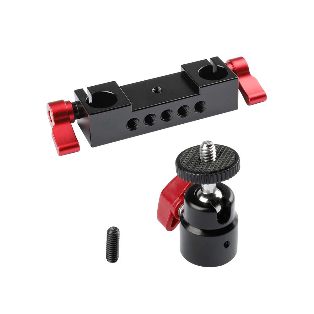 CAMVATE DSLR Rod Clamp Railblock w/ Ball Head Mount 1/4 fr 15mm Rod Support Rail System
