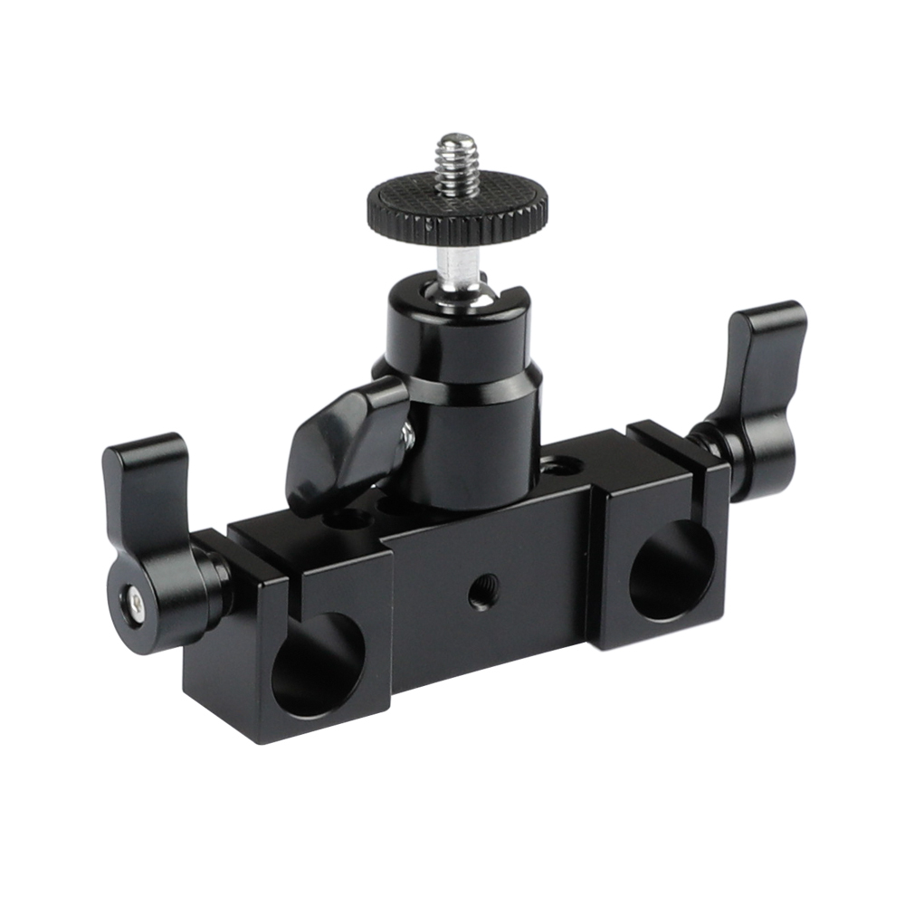 CAMVATE Rod Clamp 15mm Railblock+ 1/4 Hot Shoe Mount Mini Ball Head Flash Bracket Holder