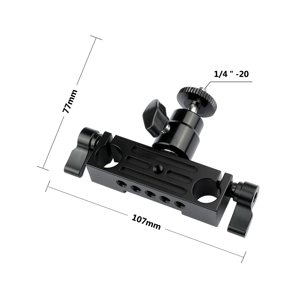 CAMVATE Rod Clamp 15mm Railblock+ 1/4 Hot Shoe Mount Mini Ball Head Flash Bracket Holder
