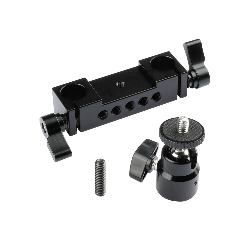 CAMVATE Rod Clamp 15mm Railblock+ 1/4 Hot Shoe Mount Mini Ball Head Flash Bracket Holder