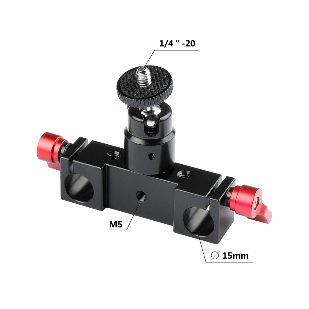 CAMVATE DSLR Rod Clamp Railblock w/ Ball Head Mount 1/4 fr 15mm Rod Support Rail System