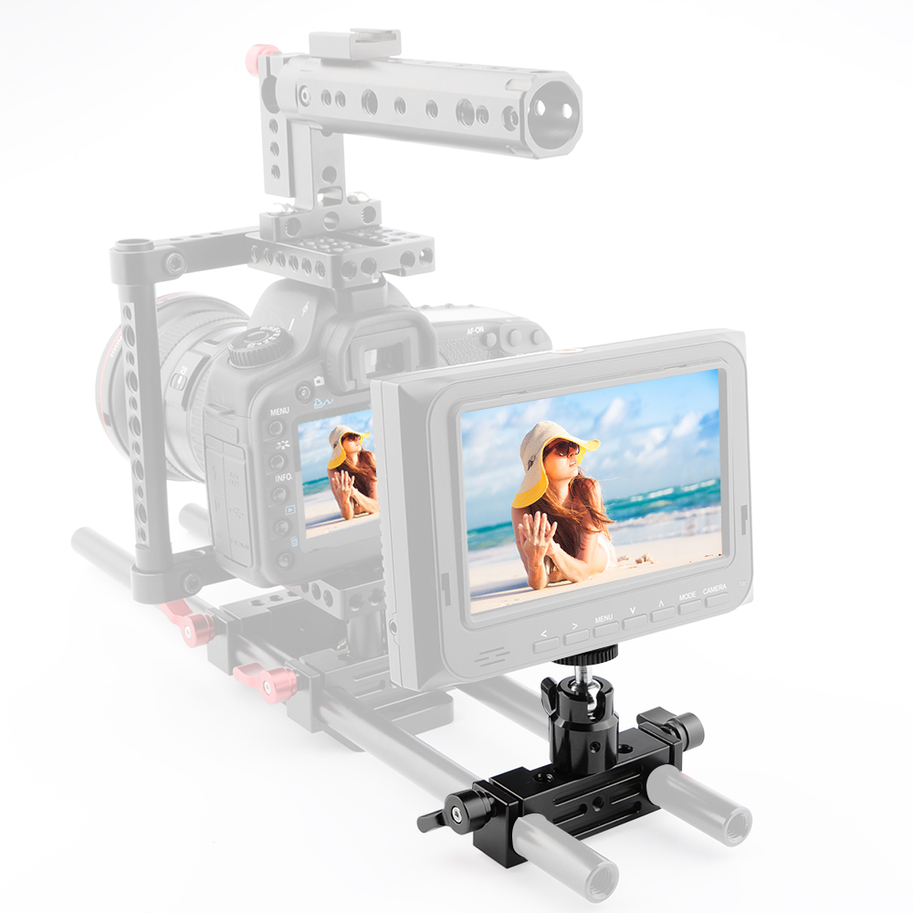 CAMVATE Rod Clamp 15mm Railblock+ 1/4 Hot Shoe Mount Mini Ball Head Flash Bracket Holder