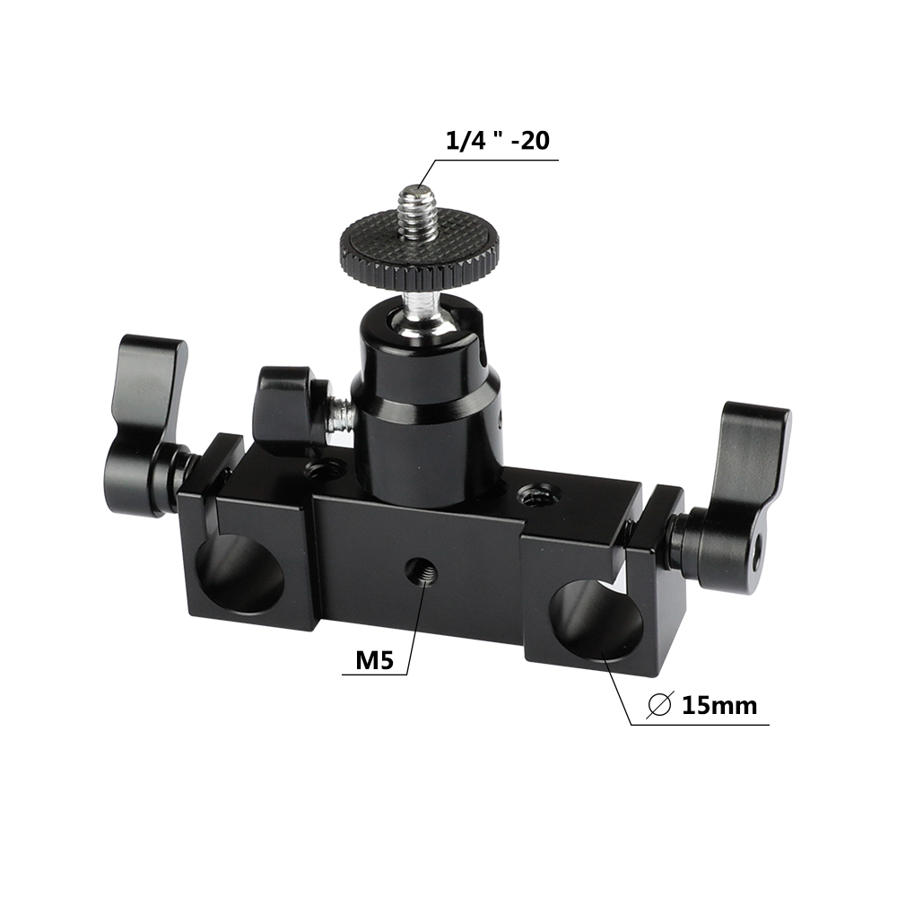 CAMVATE Rod Clamp 15mm Railblock+ 1/4 Hot Shoe Mount Mini Ball Head Flash Bracket Holder