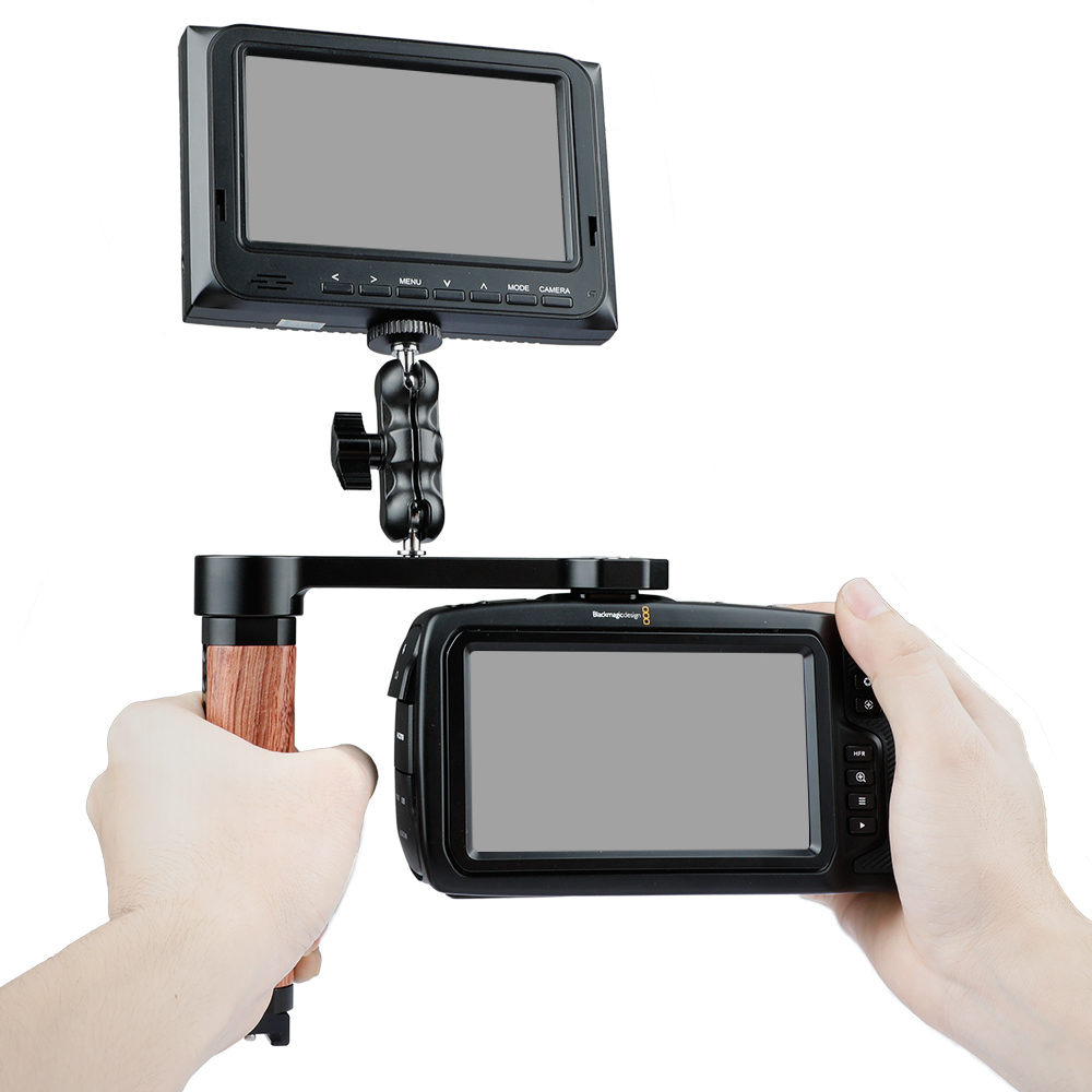 CAMVATE Wooden Handle Grip L-shape With Shoe Mount For RoninS / Zhiyun Crane Series Handheld Gimbal