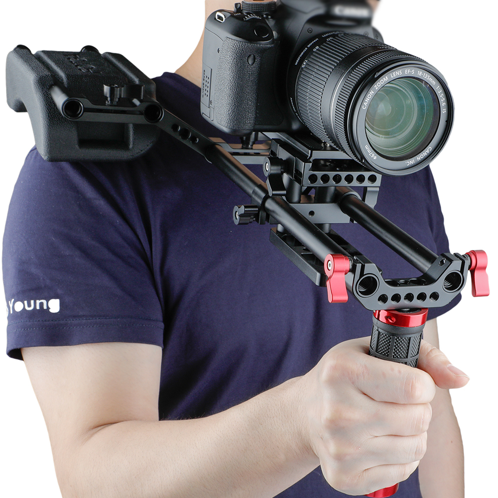 CAMVATE Single Mid-handle Handheld Camera Stabilizer Hand Grip Stabilizer Rod Clamp