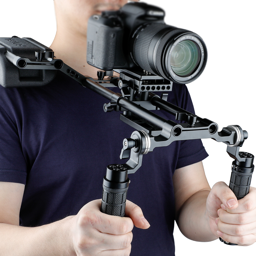 CAMVATE Rosette Handgrips & 15mm Rod Clamp Railblock with ARRI Rosette  for DSLR