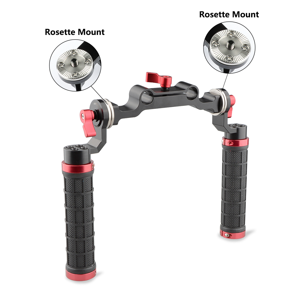 CAMVATE 15mm Rod & Soft rubber grip Shoulder Mount Rig with ARRI Rosette  for DSLR