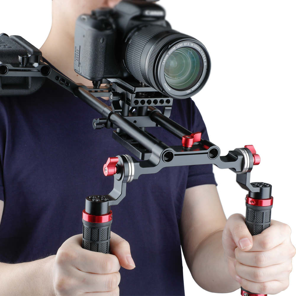 CAMVATE 15mm Rod & Soft rubber grip Shoulder Mount Rig with ARRI Rosette  for DSLR
