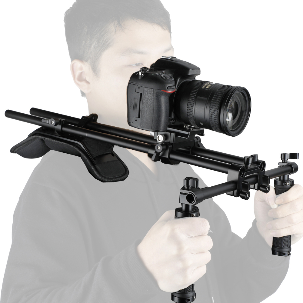 CAMVATE Dual Rubber Grip Handheld Shoulder Mount Rig