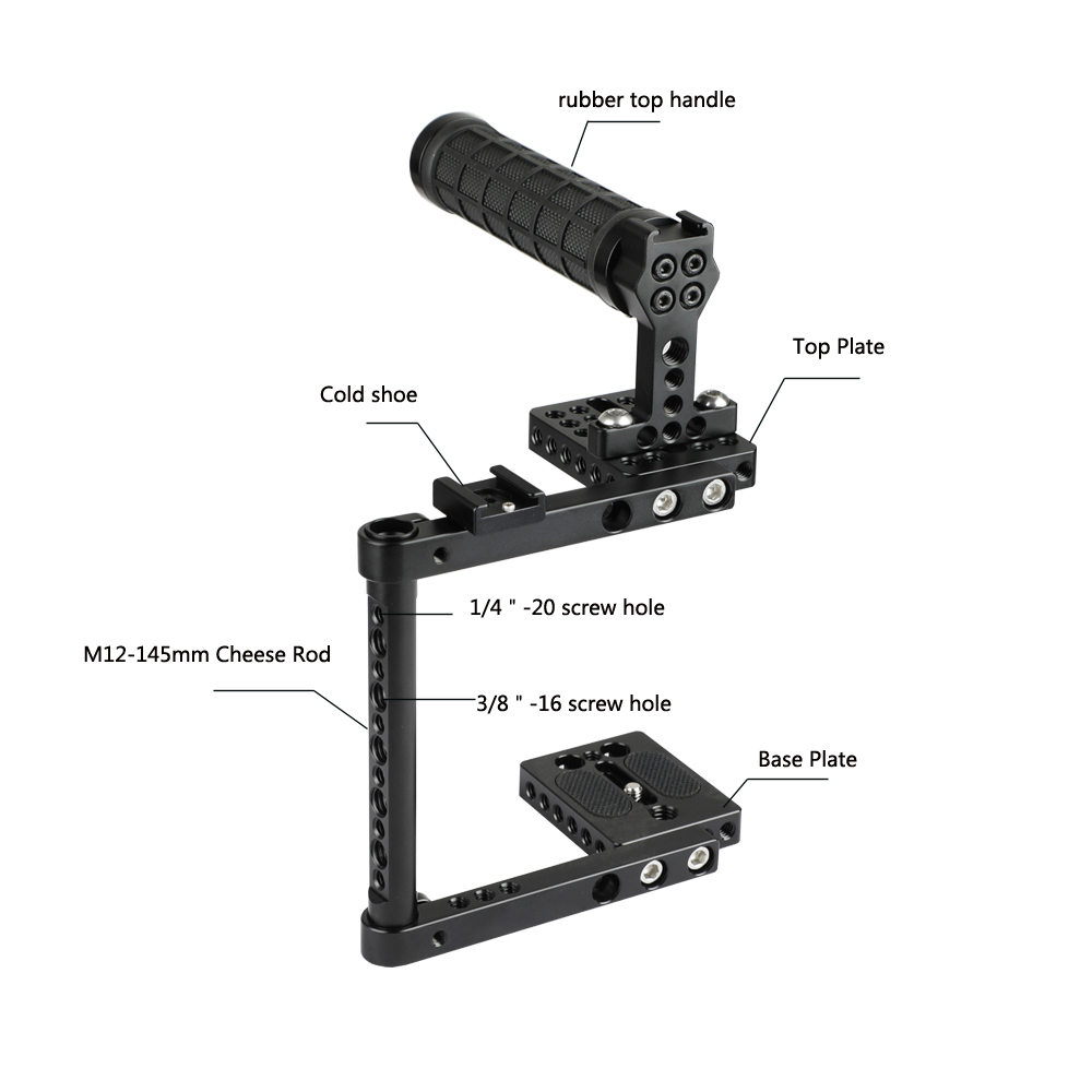 CAMVATE DSLR Camera Cage Rubber Top Handle & 2 Shoe Mounts For Canon 600D 70D 80D