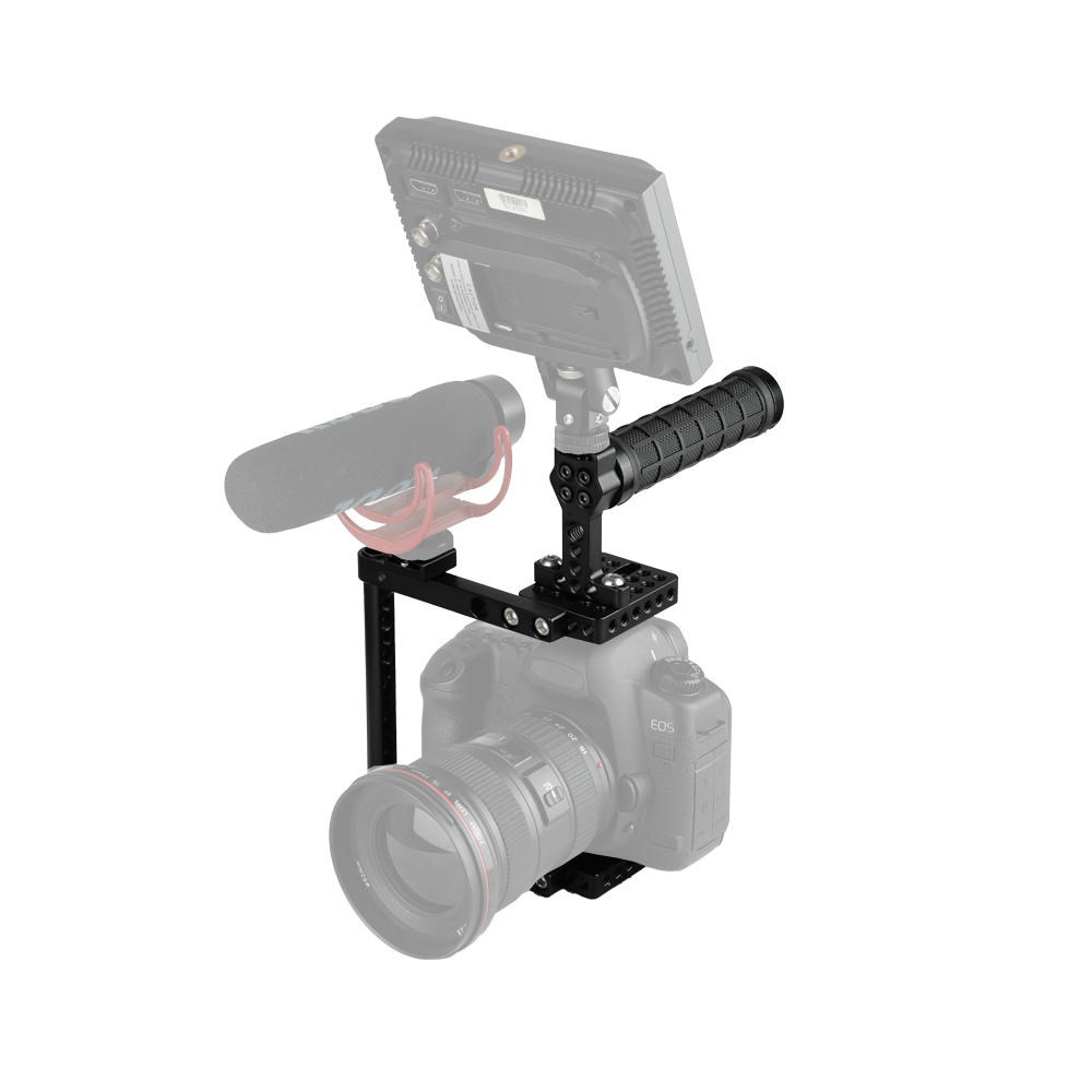 CAMVATE DSLR Camera Cage Rubber Top Handle & 2 Shoe Mounts For Canon 600D 70D 80D