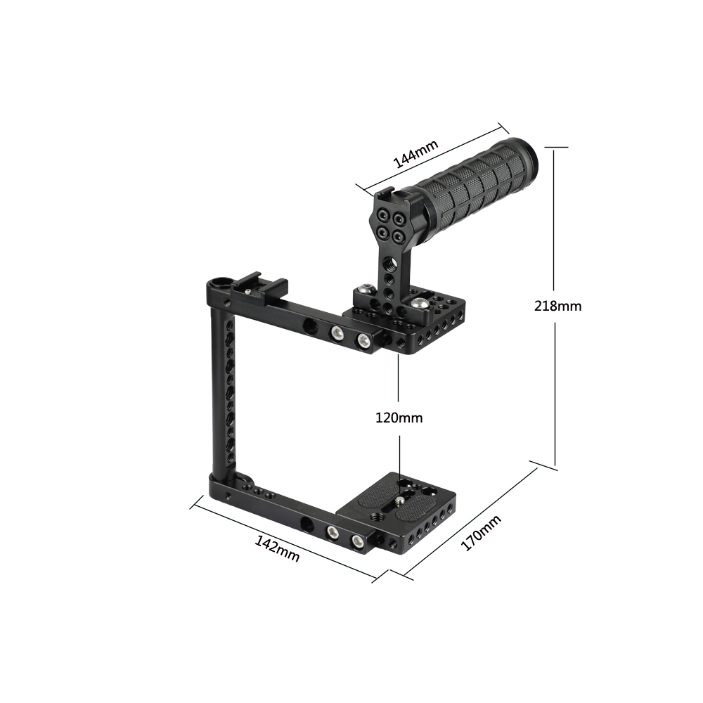CAMVATE DSLR Camera Cage Rubber Top Handle & 2 Shoe Mounts For Canon 600D 70D 80D