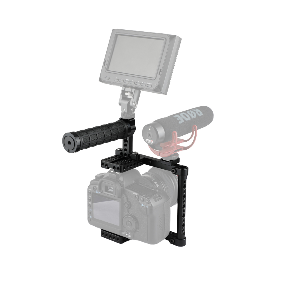 CAMVATE DSLR Camera Cage Rubber Top Handle & 2 Shoe Mounts For Canon 600D 70D 80D