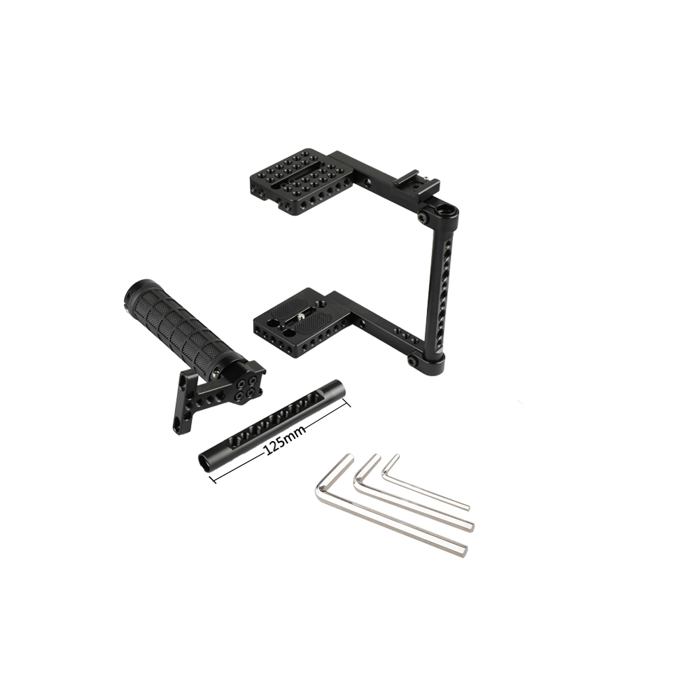 CAMVATE DSLR Camera Cage Rubber Top Handle & 2 Shoe Mounts For Canon 600D 70D 80D