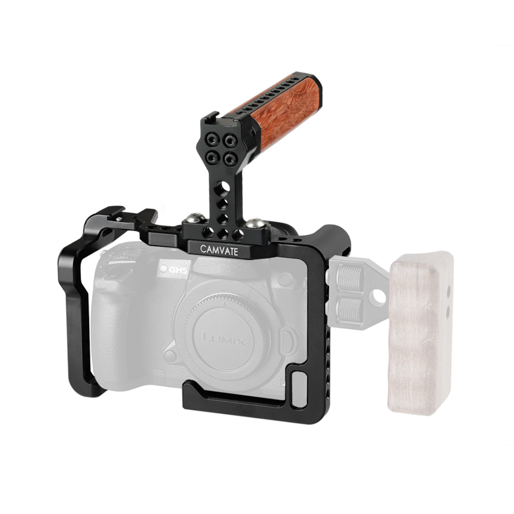 CAMVATE Full Cage Rig With Top Handle & 2 Shoe Mounts For Panasonic GH5