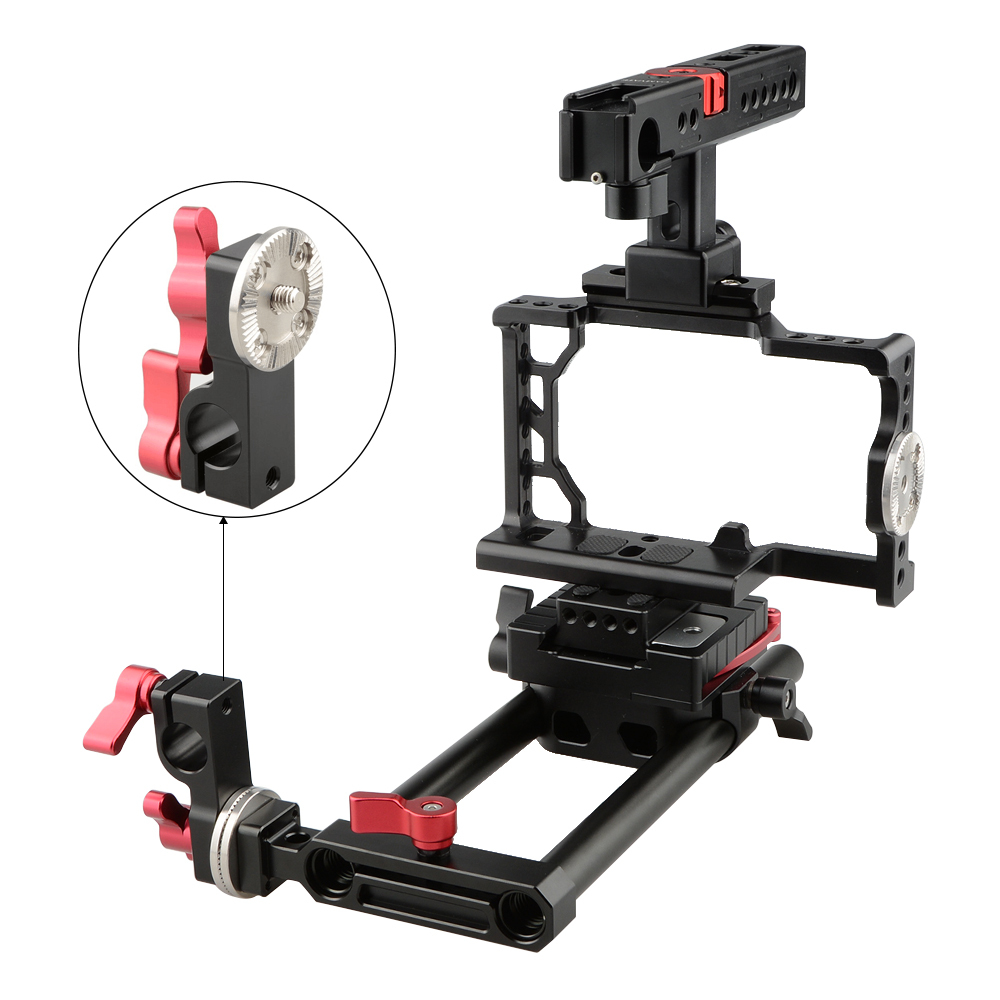 CAMVATE 15mm Rod Clamp with Male ARRI Rosette Mount (Red Thumbscrew)