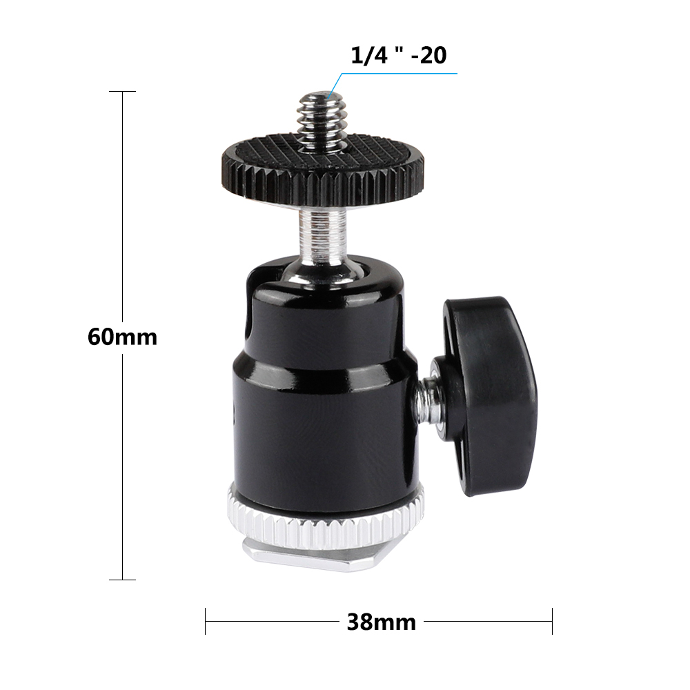 CAMVATE 1/4"-20 Mini Ball Head & Shoe Mount Adapter (2 Pieces)
