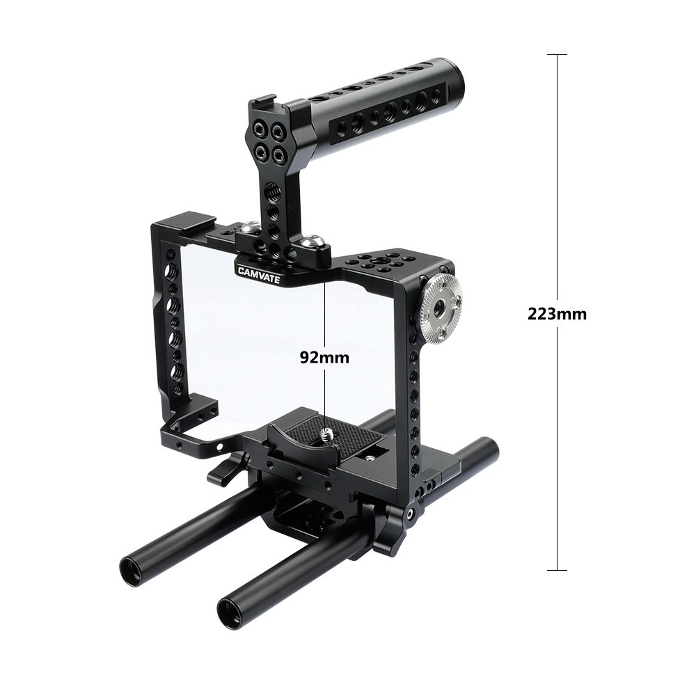 CAMVATE Camera Cage Rig With Top Handle & 15mm Dual Rod For Sony a7 II, a7R II, a7S II, a7 III, a7R III, A7r4, a9 Series