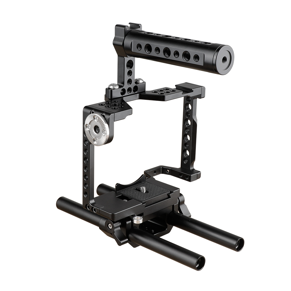 CAMVATE Camera Cage Rig With Top Handle & 15mm Dual Rod For Sony a7 II, a7R II, a7S II, a7 III, a7R III, A7r4, a9 Series
