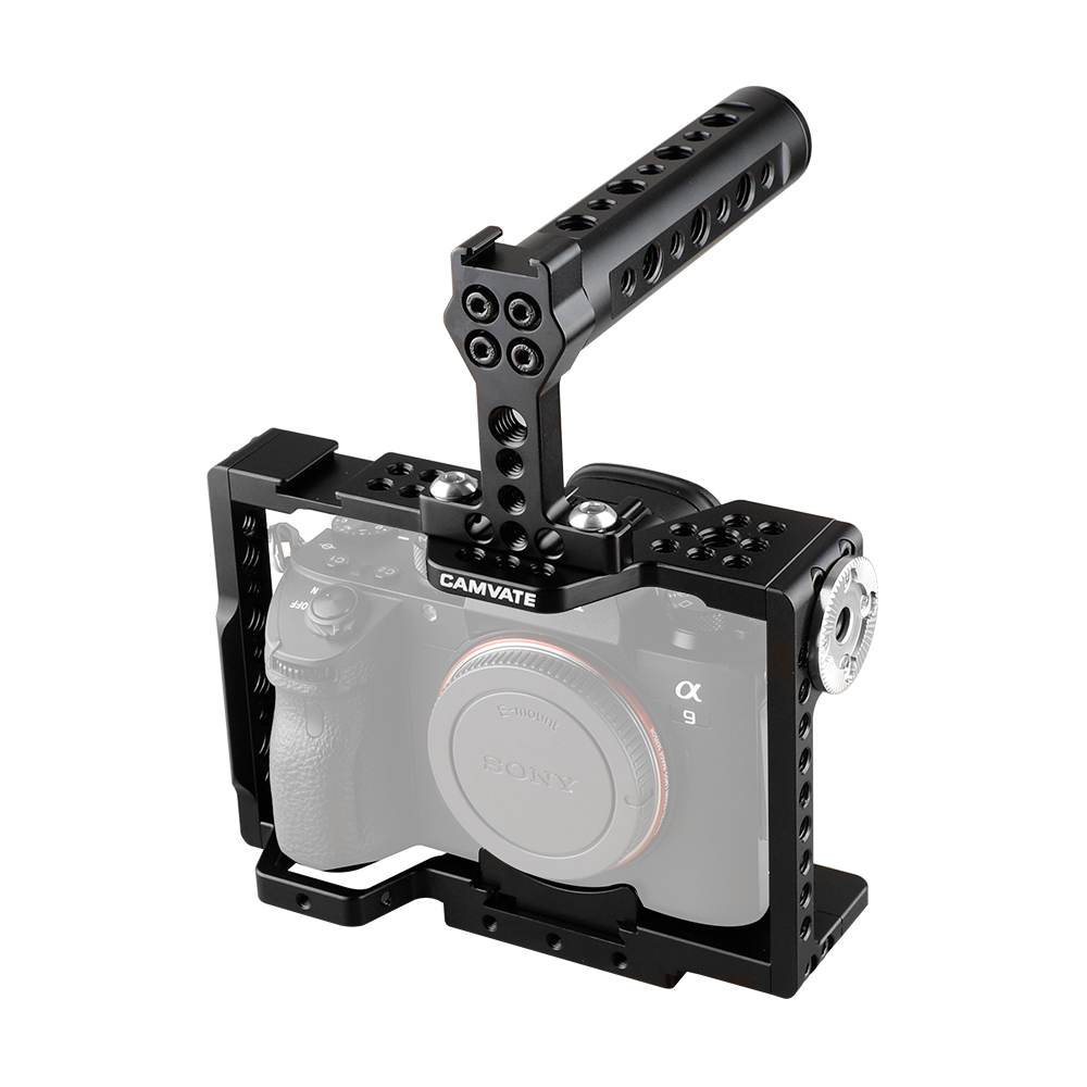 CAMVATE QR Camera Cage With Rosette Mount & Aluminum Handgrip For Sony a7 II, a7R II, a7S II, a7 III, a7R III, A7r4, a9 Series