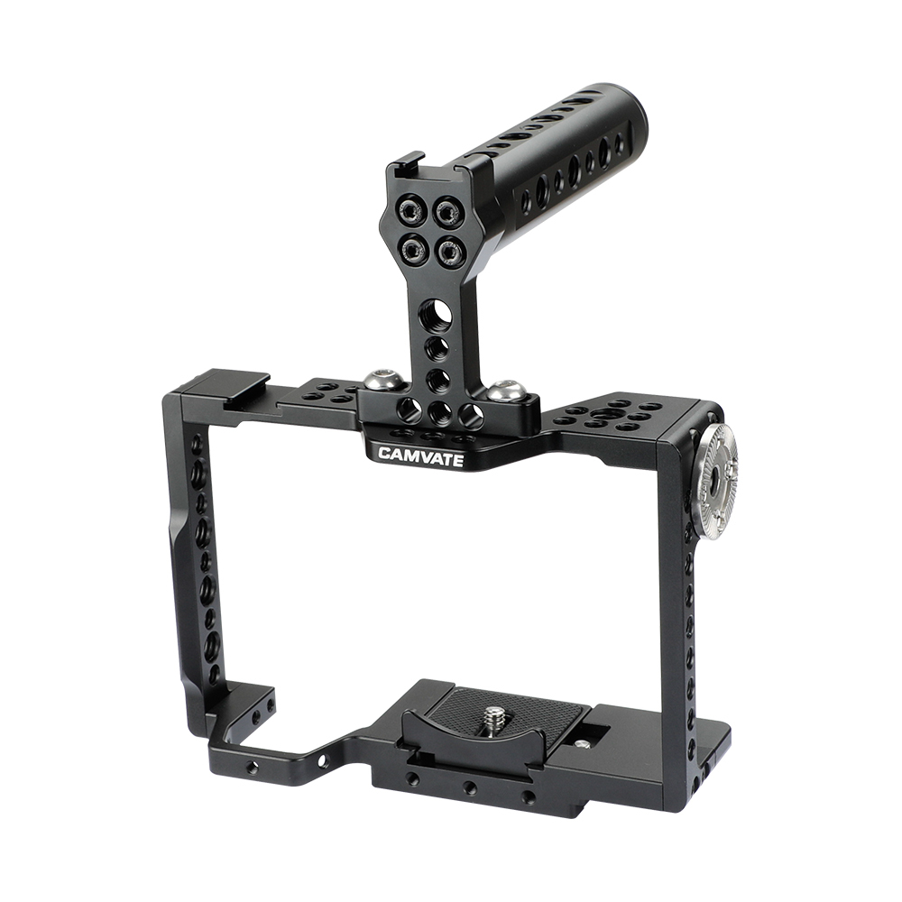 CAMVATE QR Camera Cage With Rosette Mount & Aluminum Handgrip For Sony a7 II, a7R II, a7S II, a7 III, a7R III, A7r4, a9 Series