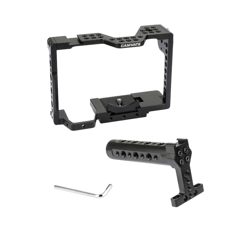 CAMVATE QR Camera Cage With Rosette Mount & Aluminum Handgrip For Sony a7 II, a7R II, a7S II, a7 III, a7R III, A7r4, a9 Series