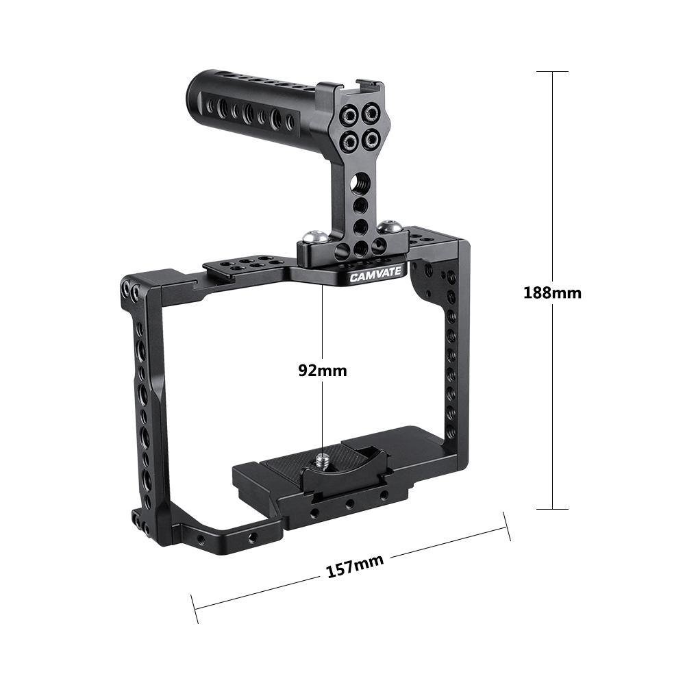 CAMVATE QR Camera Cage With Rosette Mount & Aluminum Handgrip For Sony a7 II, a7R II, a7S II, a7 III, a7R III, A7r4, a9 Series