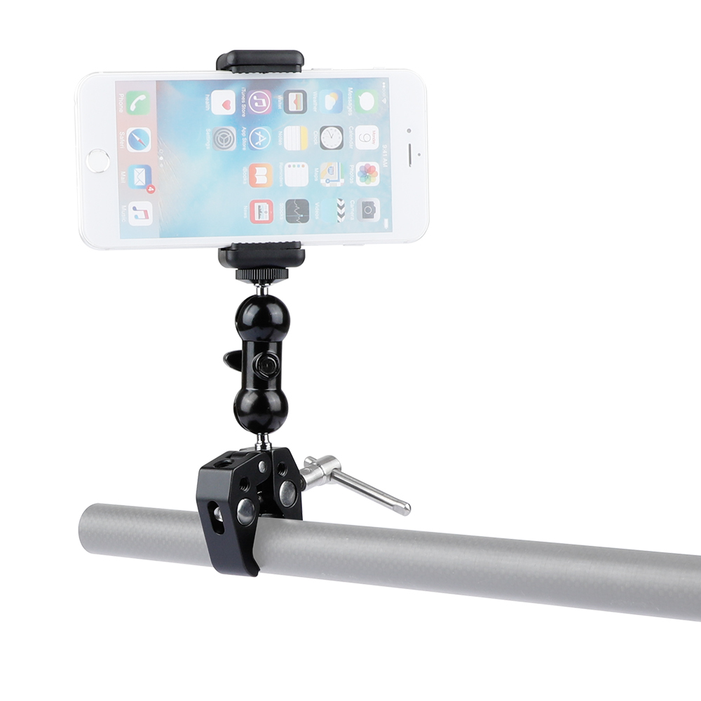 360 Rotating Mount Stand Holder Bracket w/Super Clamp for Cell Phone iPhone
