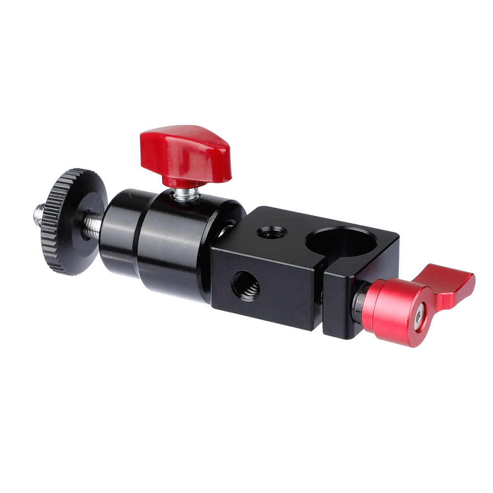 Camera Tripod Mount Rod Clamp 15mm Ball Head 360° Rotate 1/4"-20 Screw Thread