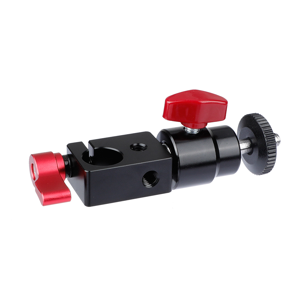 Camera Tripod Mount Rod Clamp 15mm Ball Head 360° Rotate 1/4"-20 Screw Thread