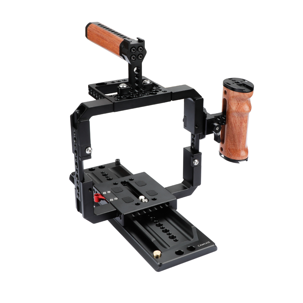 CAMVATE Quick Release Cage Rig With Wooden Grips & 12 ARRI Dovetail Bridge Plate For RED DSMC2 Video Cameras