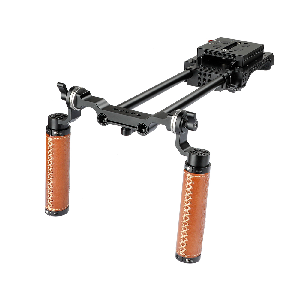 CAMVATE Handheld Dual ARRI Rosette Grip (Leather) Shoulder Rig For Sony VCT-U14 Tripod Adapter