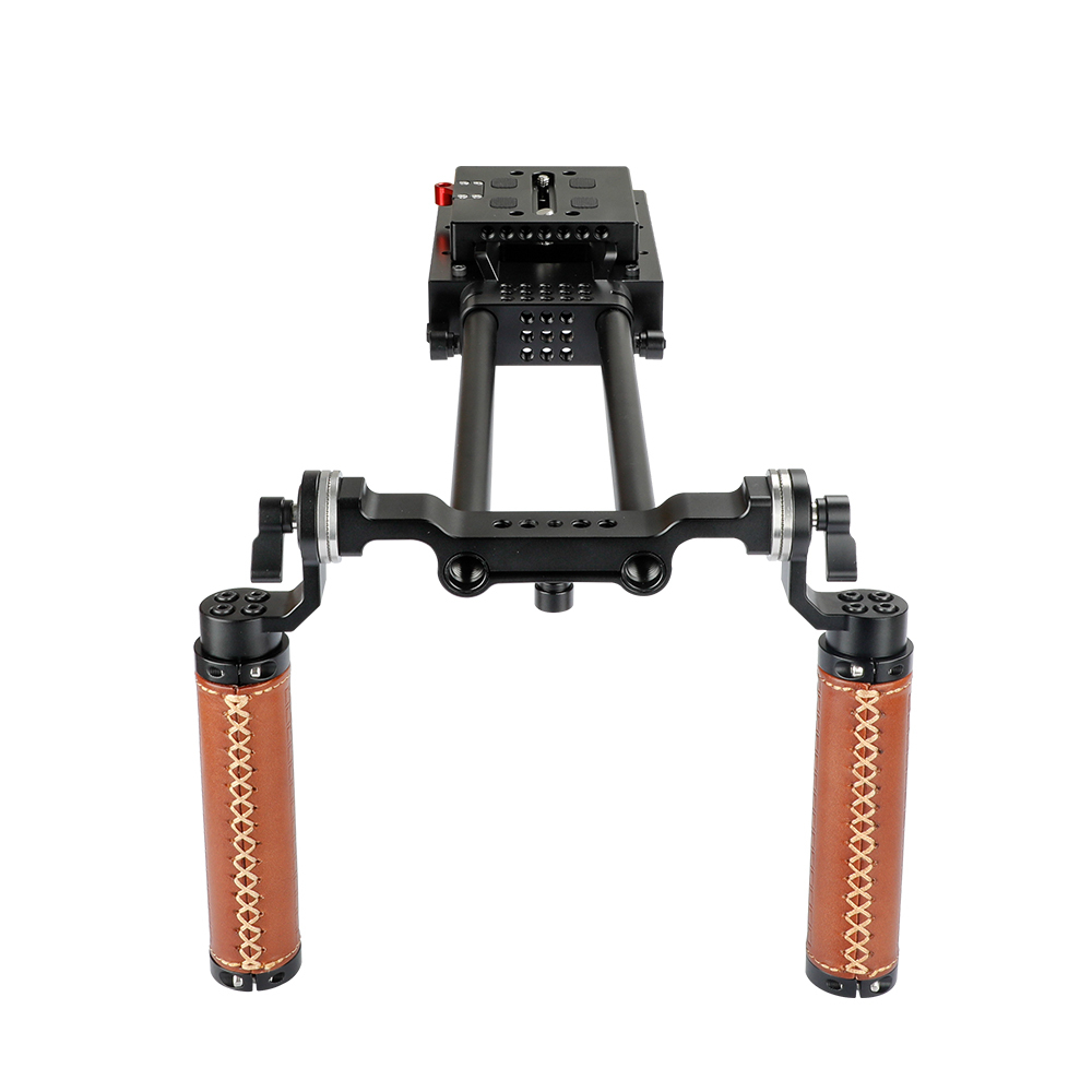 CAMVATE Handheld Dual ARRI Rosette Grip (Leather) Shoulder Rig For Sony VCT-U14 Tripod Adapter